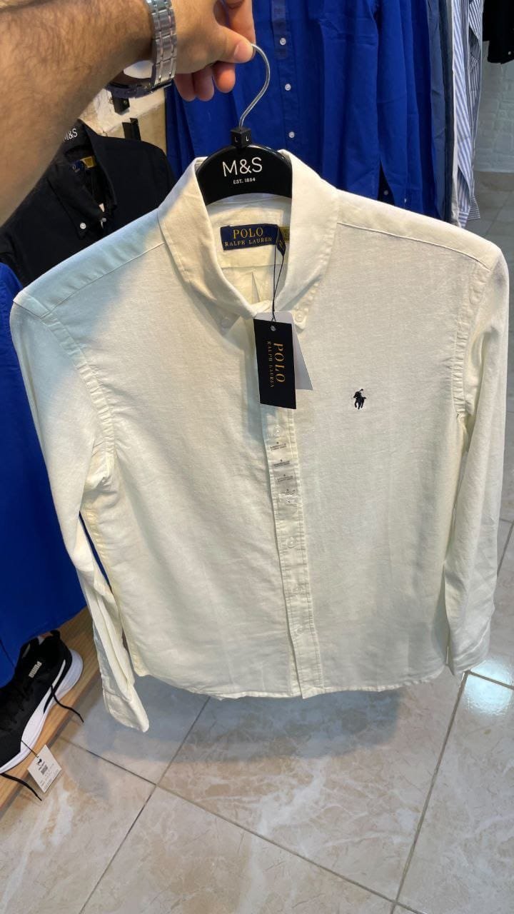 Polo Ralph Linen Shirts - Cream / Off White - Actual product photo